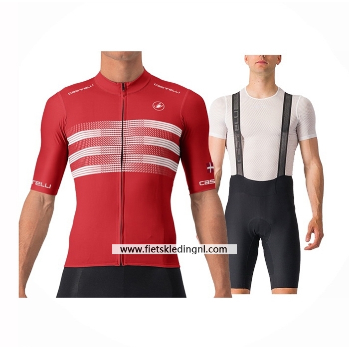 2024 Fietskleding Castelli Rood Blanco Korte Mouwen En Koersbroek