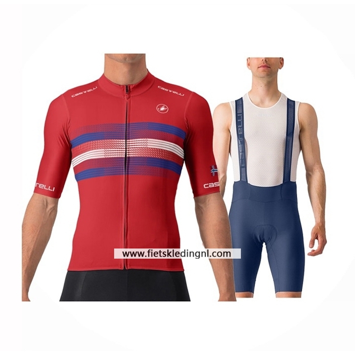 2024 Fietskleding Castelli Rood Blauw Korte Mouwen En Koersbroek